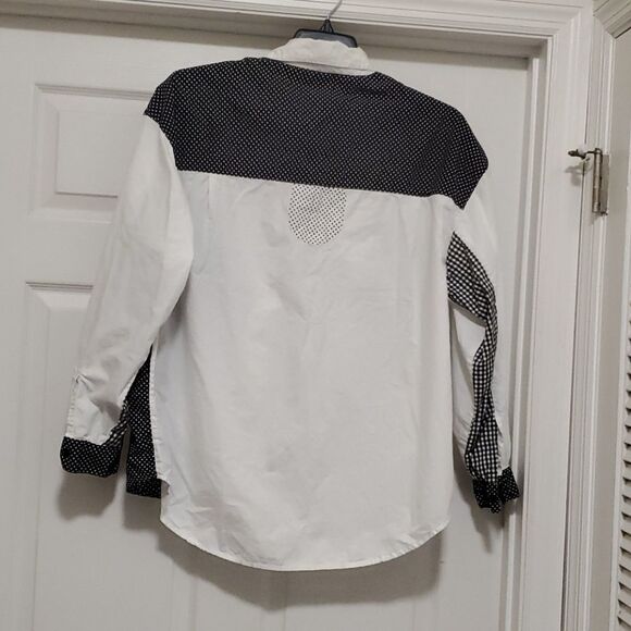 - PLUS PINK black & white button down woman top - Picture 2 of 11
